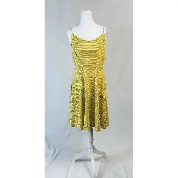 Old Navy Sz XL Mustard Striped Spaghetti Strap Dress And Cardigan Earthy Summer - Picture 3 of 9